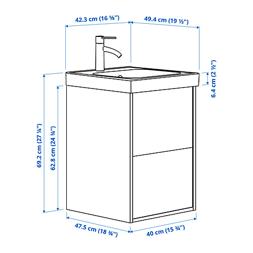 ÄNGSJÖN/ORRSJÖN wash-stnd w drawers/wash-basin/tap