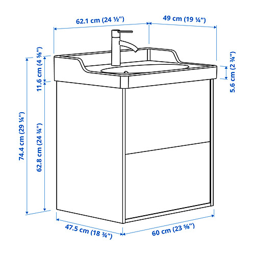TÄNNFORSEN/RUTSJÖN wash-stnd w drawers/wash-basin/tap