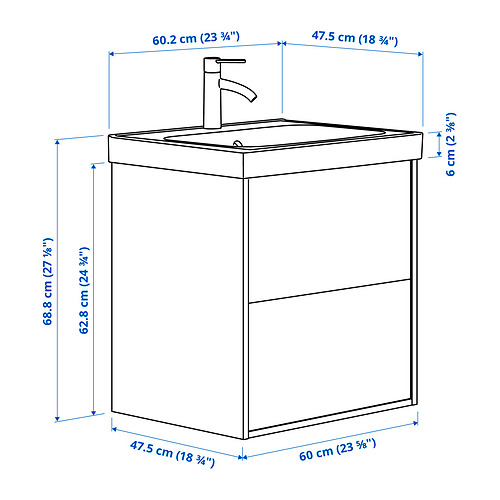 ÄNGSJÖN/BACKSJÖN wash-stnd w drawers/wash-basin/tap