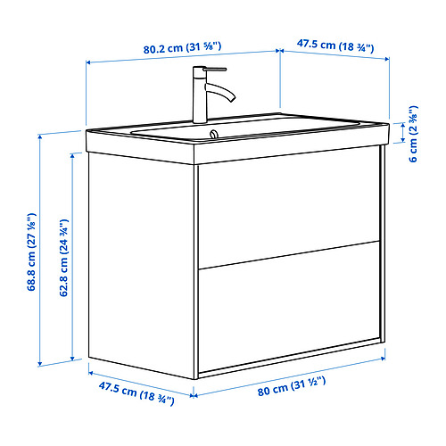 ÄNGSJÖN/BACKSJÖN wash-stnd w drawers/wash-basin/tap