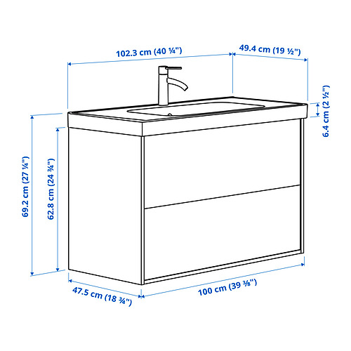 ÄNGSJÖN/ORRSJÖN wash-stnd w drawers/wash-basin/tap