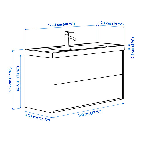 ÄNGSJÖN/ORRSJÖN wash-stnd w drawers/wash-basin/tap