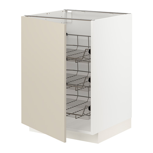 METOD base cabinet with wire baskets