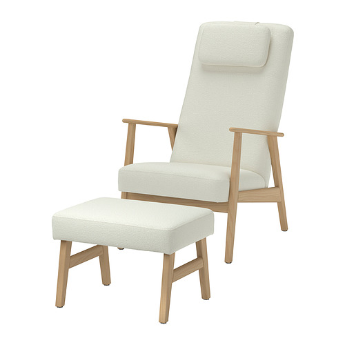 EKENÄSET, high-back armchair and footstool