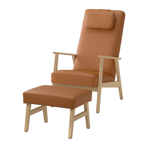 EKENÄSET, high-back armchair and footstool