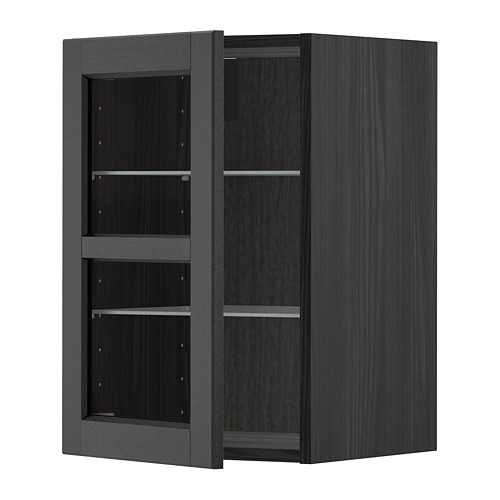 METOD wall cabinet w shelves/glass door