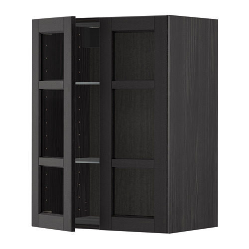 METOD wall cabinet w shelves/2 glass drs