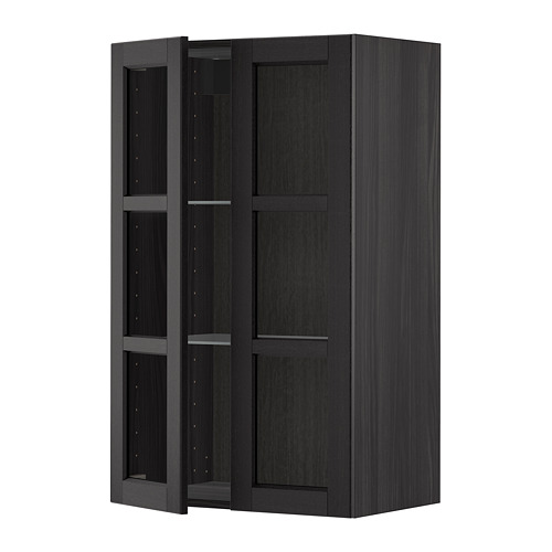 METOD wall cabinet w shelves/2 glass drs