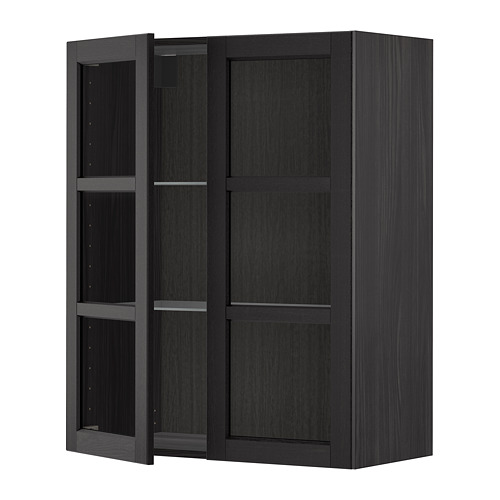 METOD wall cabinet w shelves/2 glass drs