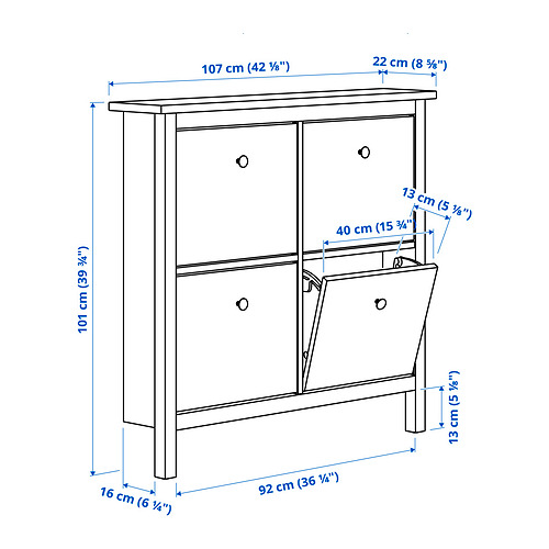 HEMNES shoe cabinet with 4 compartments