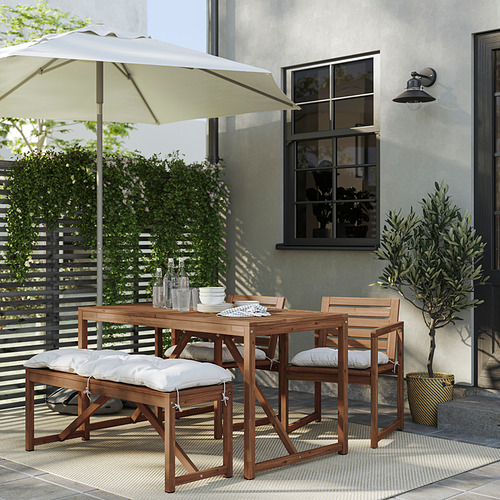 NÄMMARÖ, borð, tveir stólar og bekkur, úti