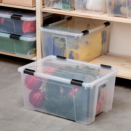 SAMLA, kassi með loki/klemmu