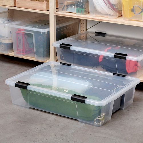 SAMLA, kassi með loki/klemmu