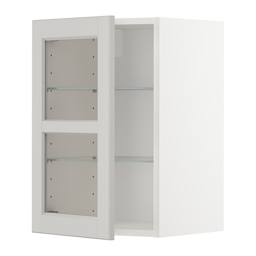 METOD wall cabinet w shelves/glass door