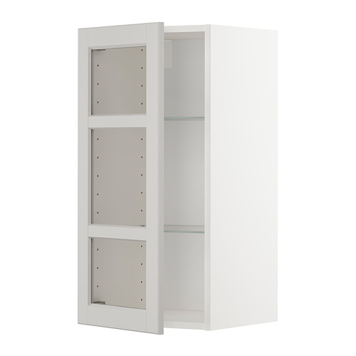 METOD wall cabinet w shelves/glass door
