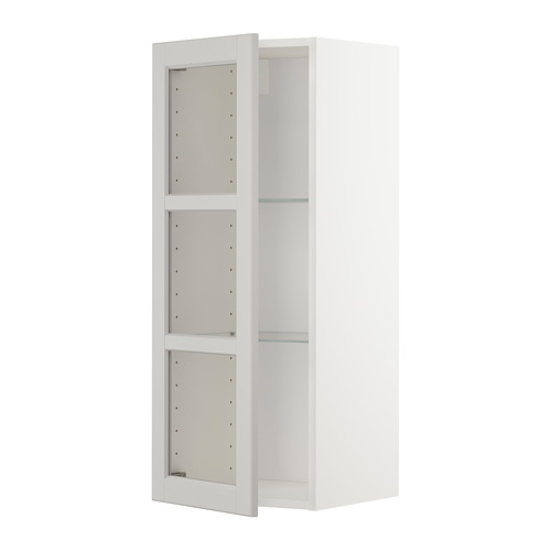 METOD wall cabinet w shelves/glass door