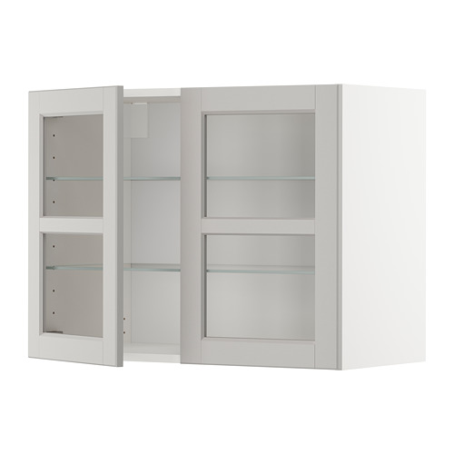 METOD wall cabinet w shelves/2 glass drs