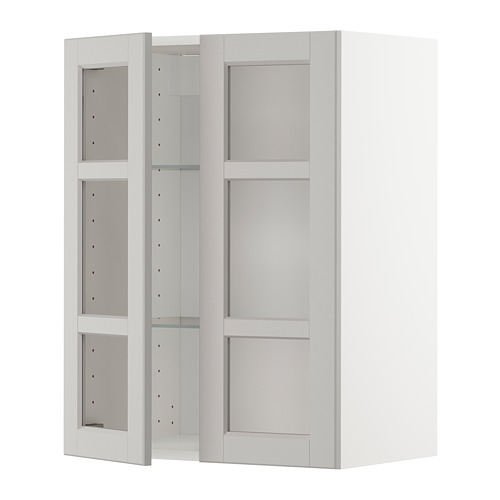 METOD wall cabinet w shelves/2 glass drs