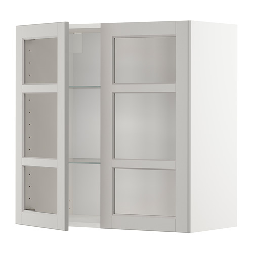 METOD wall cabinet w shelves/2 glass drs