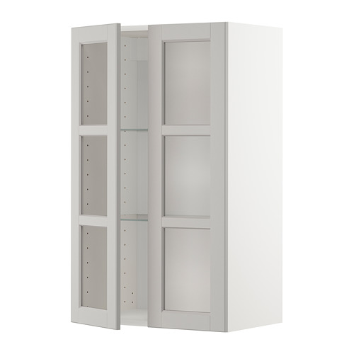 METOD wall cabinet w shelves/2 glass drs