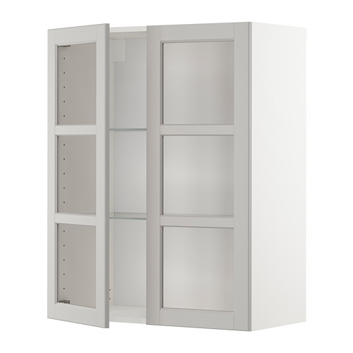 METOD wall cabinet w shelves/2 glass drs