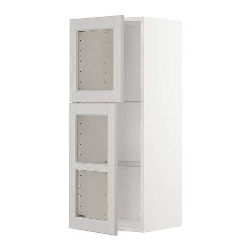 METOD wall cabinet w shelves/2 glass drs