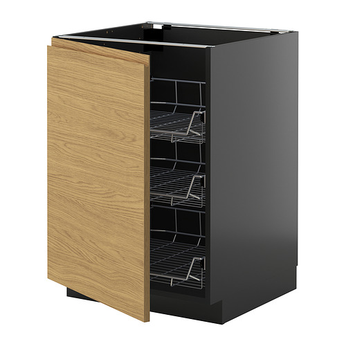 METOD base cabinet with wire baskets