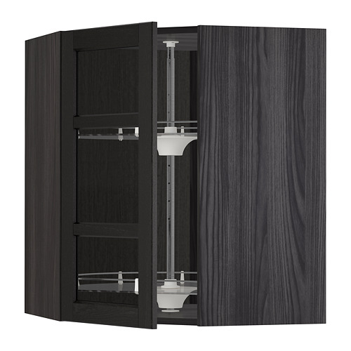 METOD corner wall cab w carousel/glass dr