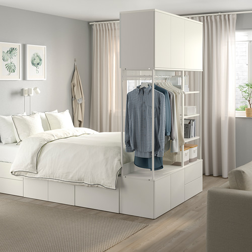 PLATSA, bed frame with 8 door+4 drawers