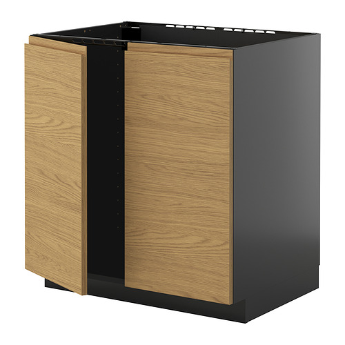 METOD base cabinet for sink + 2 doors