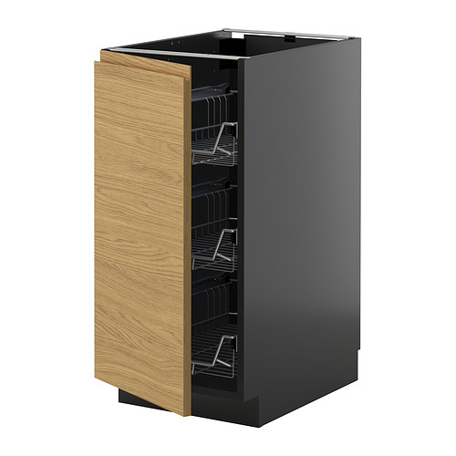 METOD base cabinet with wire baskets