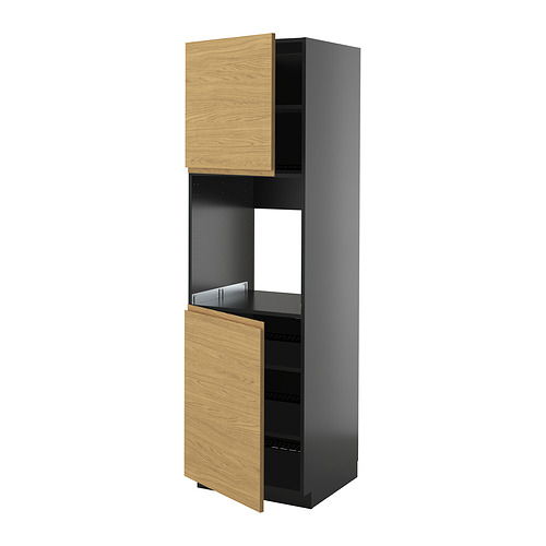 METOD, hár skápur f/ofn með 2hurðum/hillum