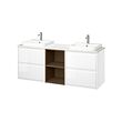 High-gloss white/brown oak effect/white marble effect