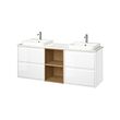 High-gloss white/oak effect/white marble effect