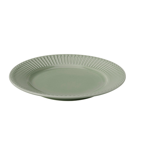 Hliðardiskur, 21 cm, leirvara fölgrágrænt