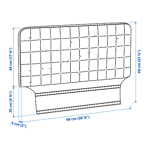 SLÄKT höfðagaflur með áklæði