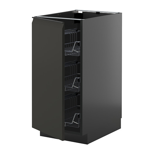METOD base cabinet with wire baskets