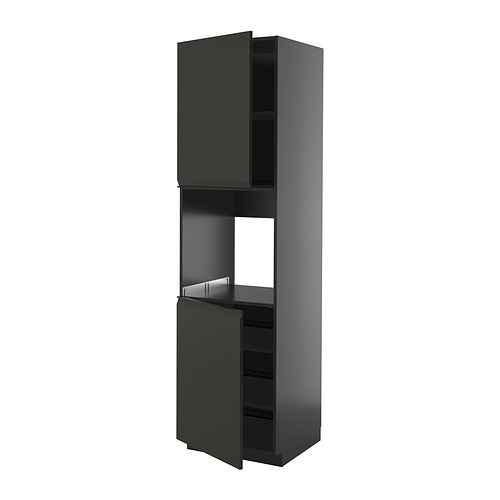 METOD, hár skápur f/ofn með 2hurðum/hillum