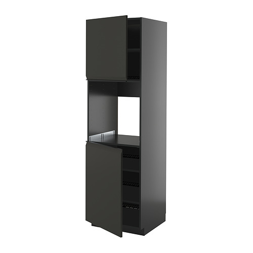 METOD, hár skápur f/ofn með 2hurðum/hillum