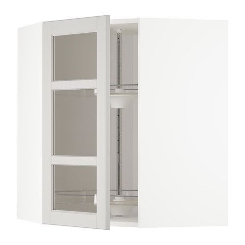 METOD corner wall cab w carousel/glass dr