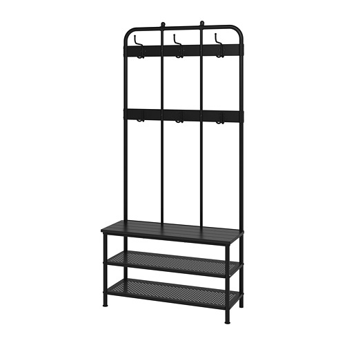 PINNIG, coat rack with shoe storage bench