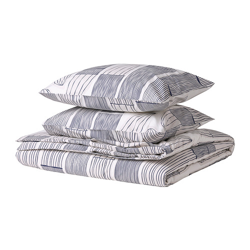 BERGKORSÖRT duvet cover and 2 pillowcases