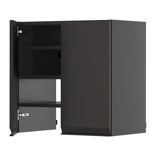 METOD, veggskápur f/viftu með hillu/hurð