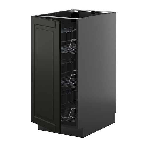METOD base cabinet with wire baskets