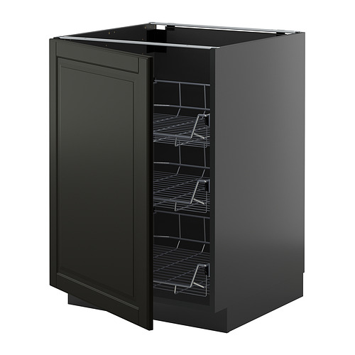METOD base cabinet with wire baskets