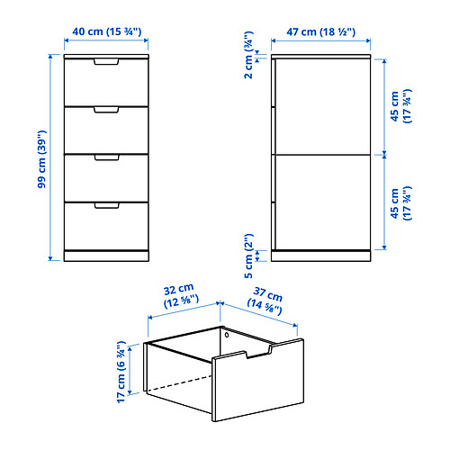 NORDLI kommóða, fjórar skúffur