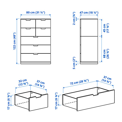 NORDLI chest of 7 drawers