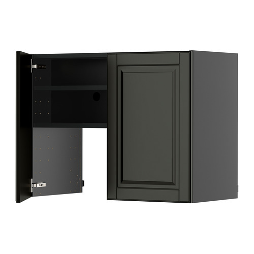 METOD, veggskápur f/viftu með hillu/hurð