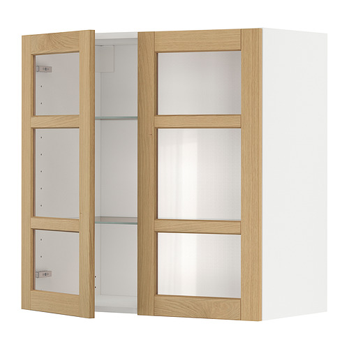 METOD wall cabinet w shelves/2 glass drs