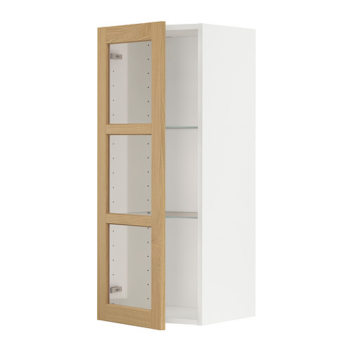 METOD wall cabinet w shelves/glass door
